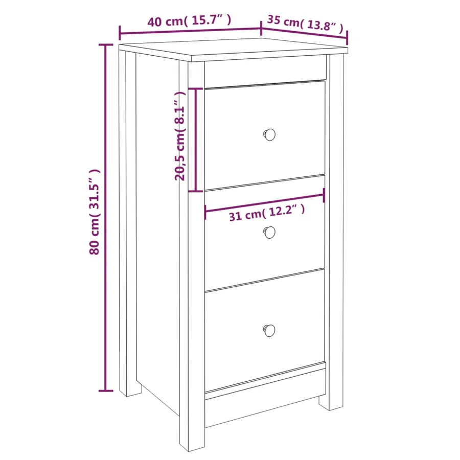 Buffets 2 pcs marron miel 40x35x80 cm bois massif de pin - 10