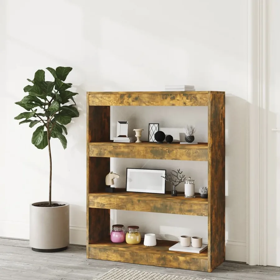 Bibliothèque/Séparateur de pièce chêne fumé bois d'ingénierie - 6