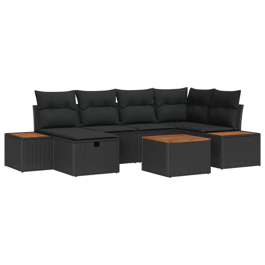 Ensemble de canapé de jardin 7 pcs Noir 55 x 62 x 69 cm - 2
