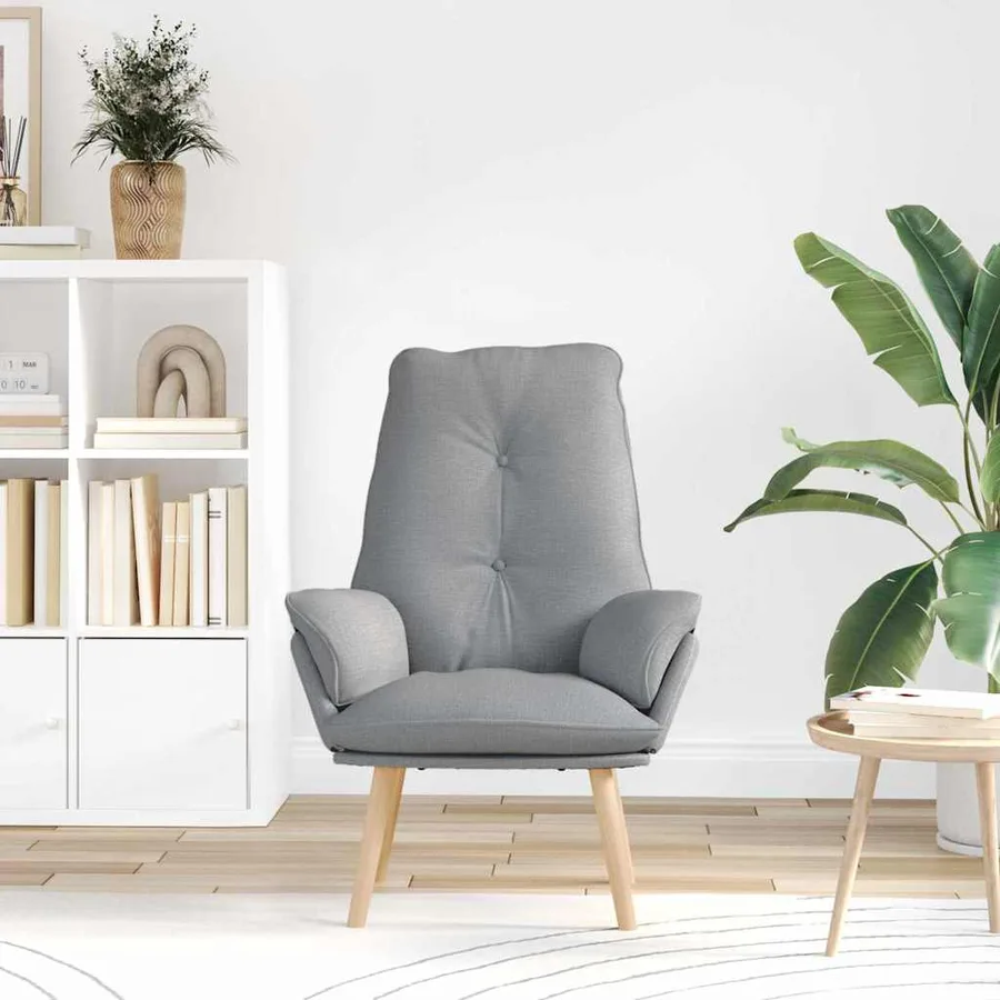 fauteuil Gris clair 69 x 74 x 93 cm Tissu et Contreplaqué - 3