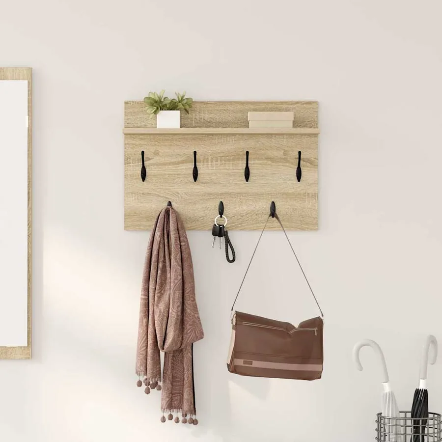 Porte-manteau mural avec étagère Chêne Sonoma 80 x 40 x 12 cm