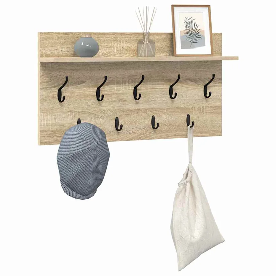 Porte-manteau mural avec étagère Chêne Sonoma 80 x 40 x 12 cm - 3
