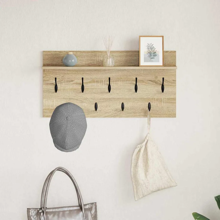 Porte-manteau mural avec étagère Chêne Sonoma 80 x 40 x 12 cm - 4
