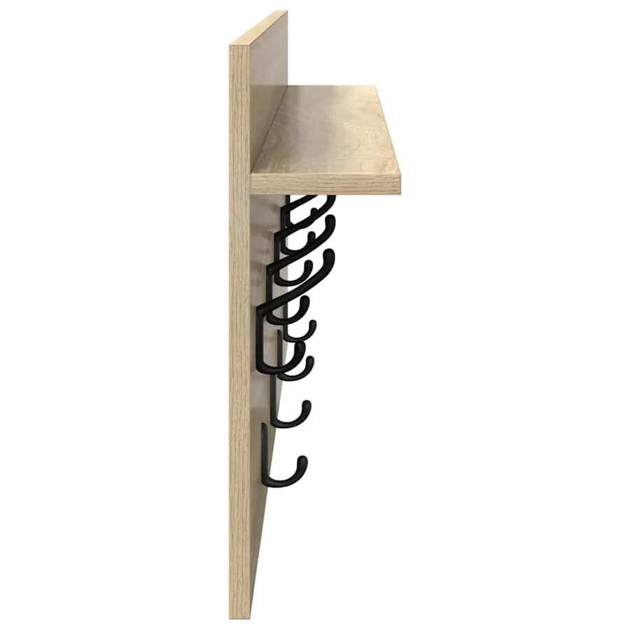 Porte-manteau mural avec étagère Chêne Sonoma 80 x 40 x 12 cm - 6