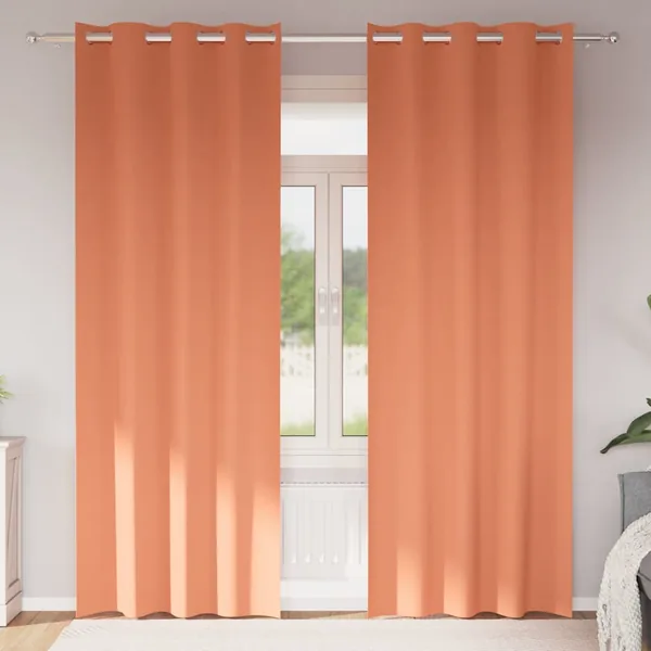 Rideaux occultants avec anneaux 2 pcs Couleur terre cuite
