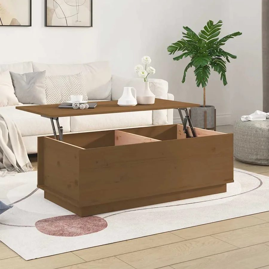 Table basse Marron miel 100x50x35 cm Bois massif de pin - 3
