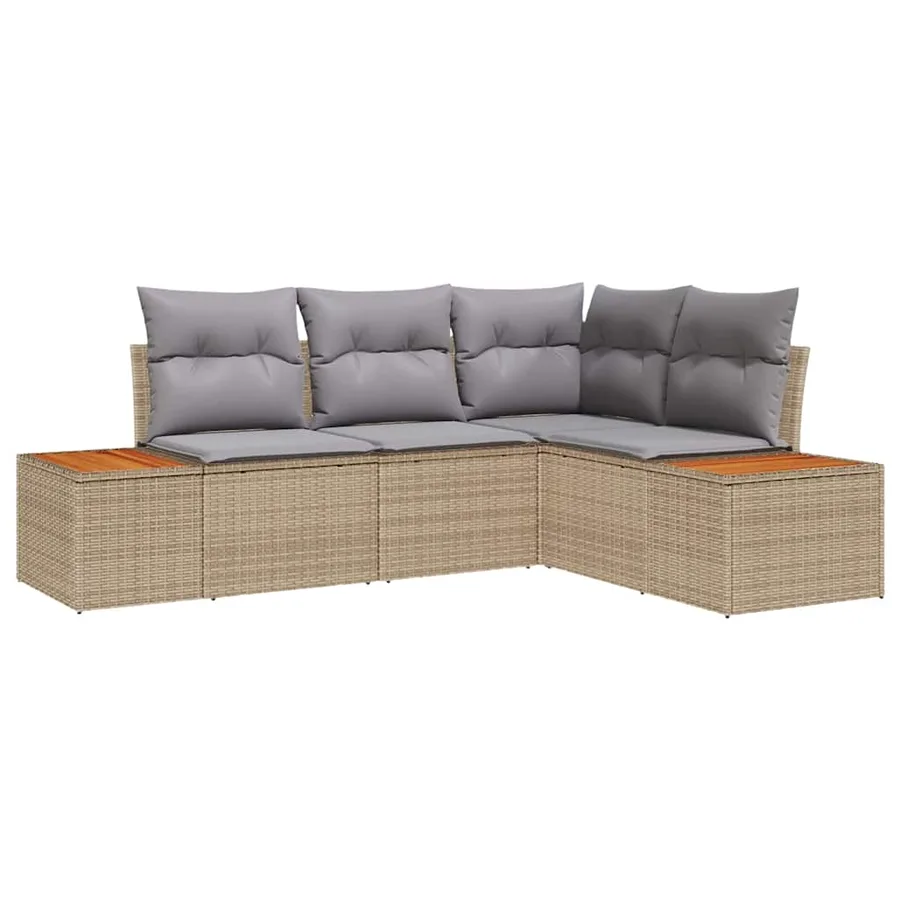 Ensemble de canapé de jardin 4 pcs Beige et Gris clair - 2