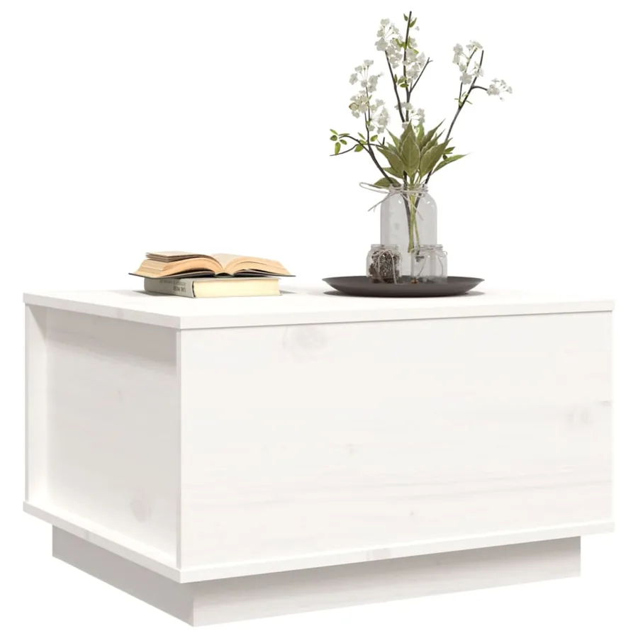 Table basse Blanc 60x50x35 cm Bois massif de pin - 4
