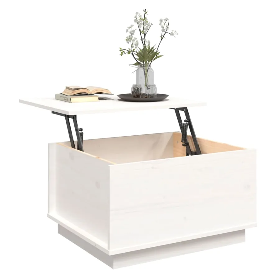 Table basse Blanc 60x50x35 cm Bois massif de pin - 5