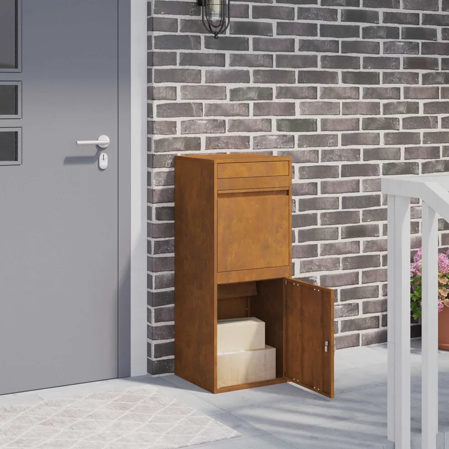 Boîte de dépôt de colis Rouillé 47,5 x 38 x 59 cm Acier patiné