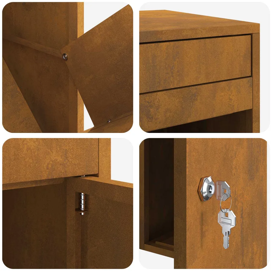 Boîte de dépôt de colis Rouillé 47,5 x 38 x 59 cm Acier patiné - 9