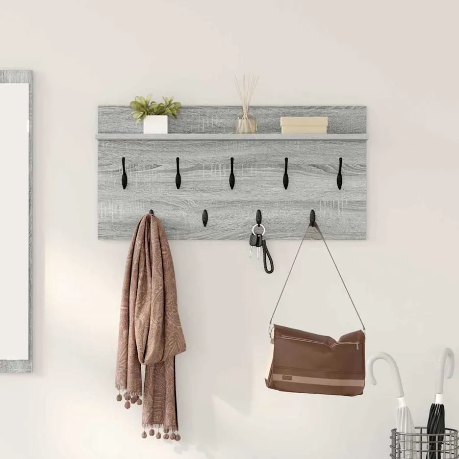 Porte-manteau mural avec étagère Gris Sonoma 80 x 40 x 12 cm