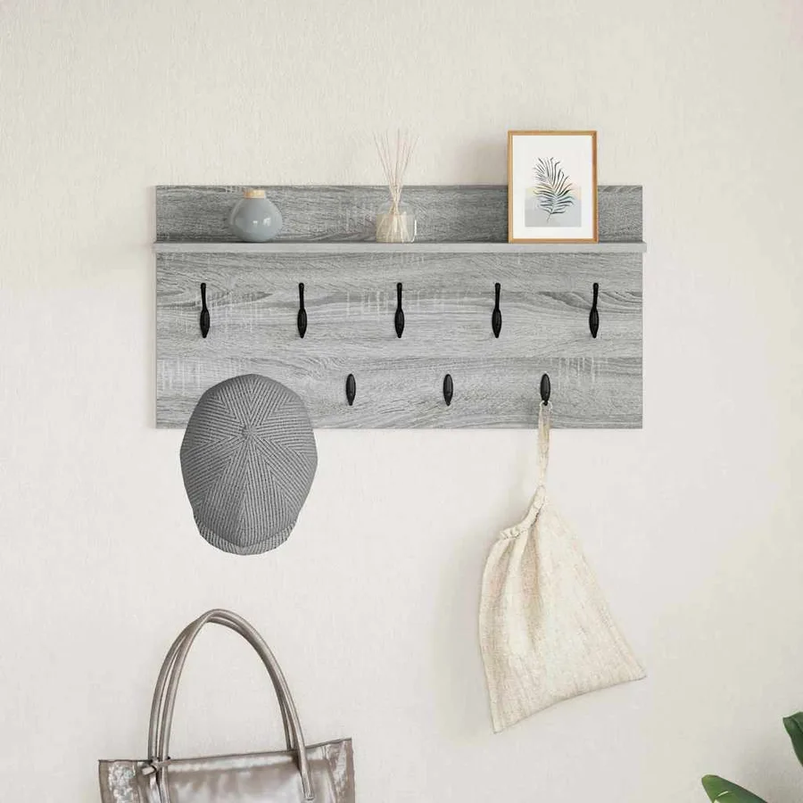 Porte-manteau mural avec étagère Gris Sonoma 80 x 40 x 12 cm - 4
