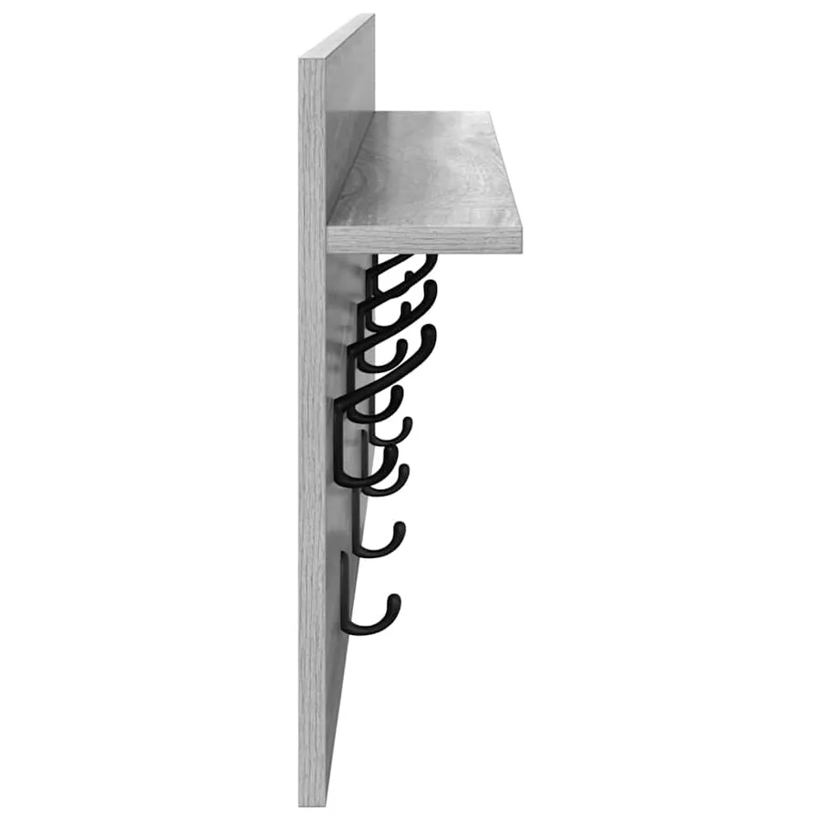 Porte-manteau mural avec étagère Gris Sonoma 80 x 40 x 12 cm - 6