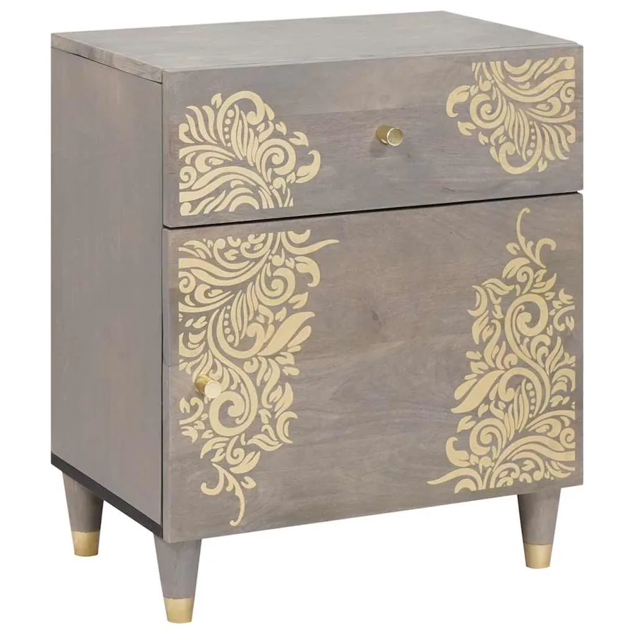 Cabinet de chevet avec porte avec tiroir Gris 50 x 33 x 60 cm
