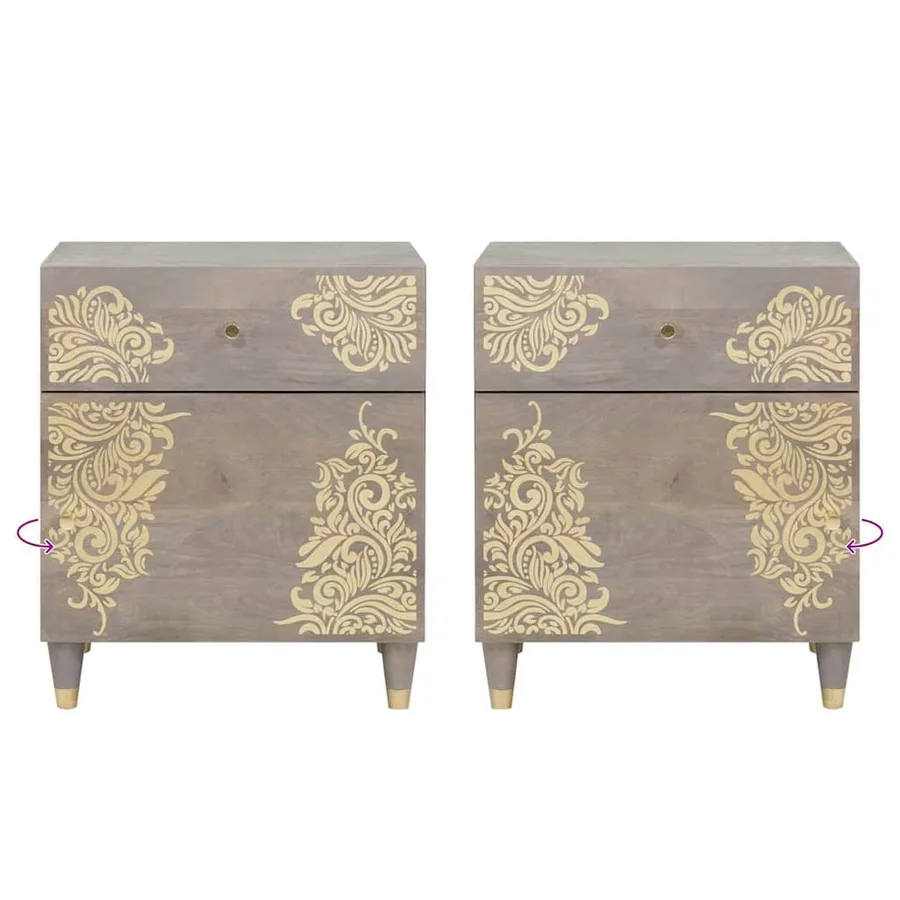 Cabinet de chevet avec porte avec tiroir Gris 50 x 33 x 60 cm - 10