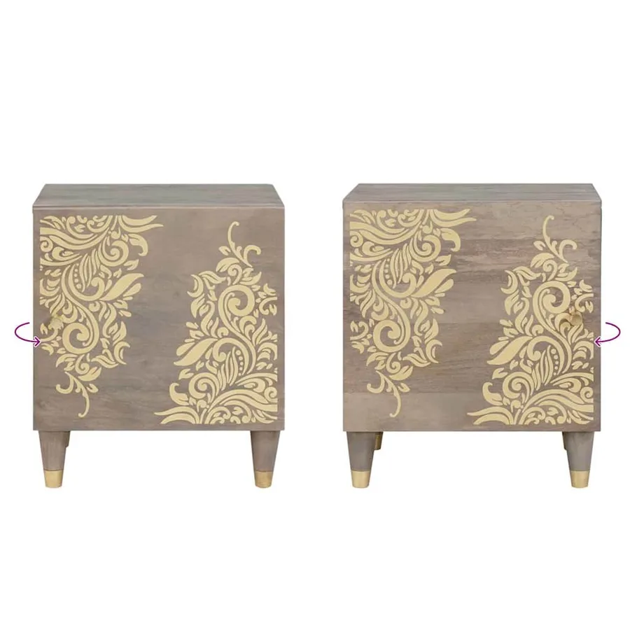 Cabinet de chevet avec porte Gris 40 x 33 x 46 cm - 10