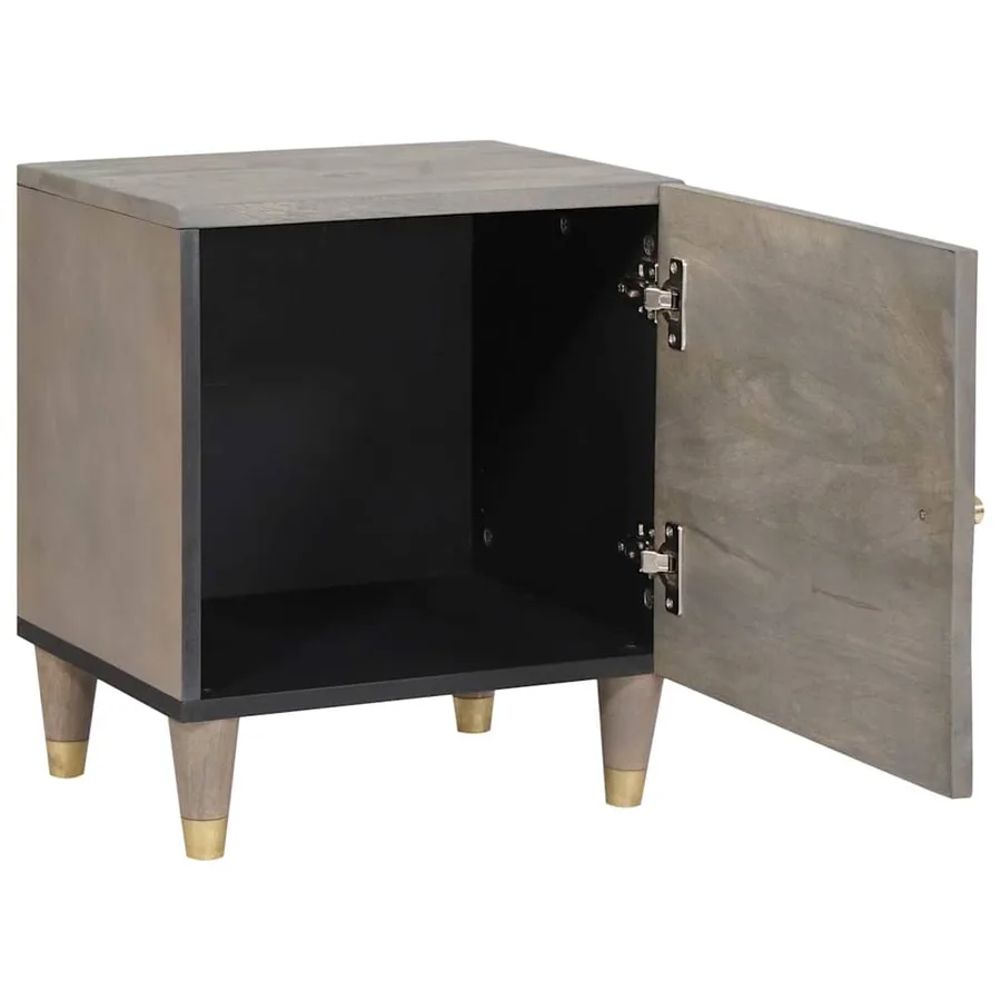 Cabinet de chevet avec porte Gris 40 x 33 x 46 cm - 2