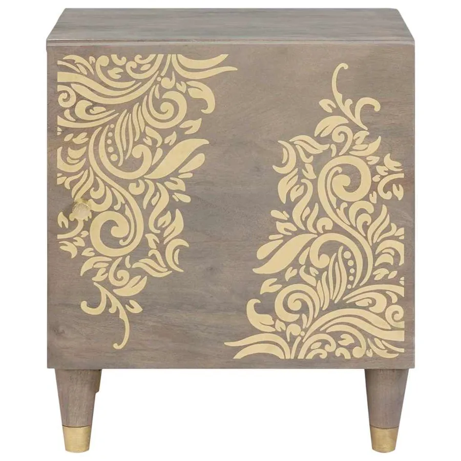 Cabinet de chevet avec porte Gris 40 x 33 x 46 cm - 3