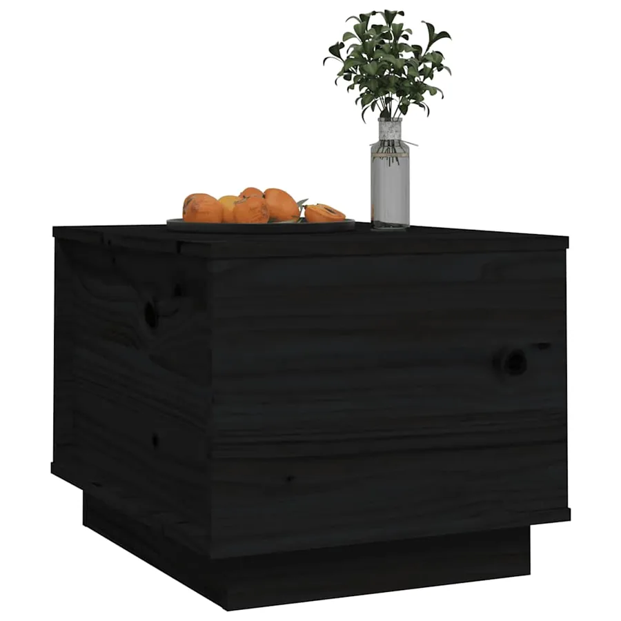 Table basse Noir 40x50x35 cm Bois massif de pin - 4