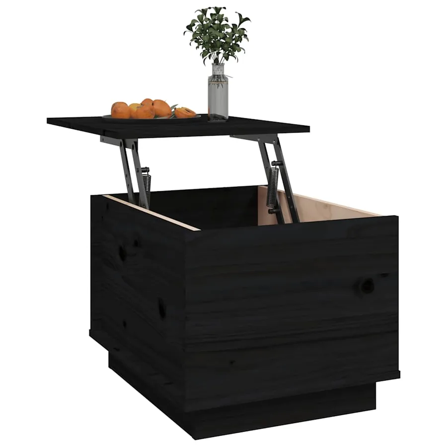 Table basse Noir 40x50x35 cm Bois massif de pin - 5