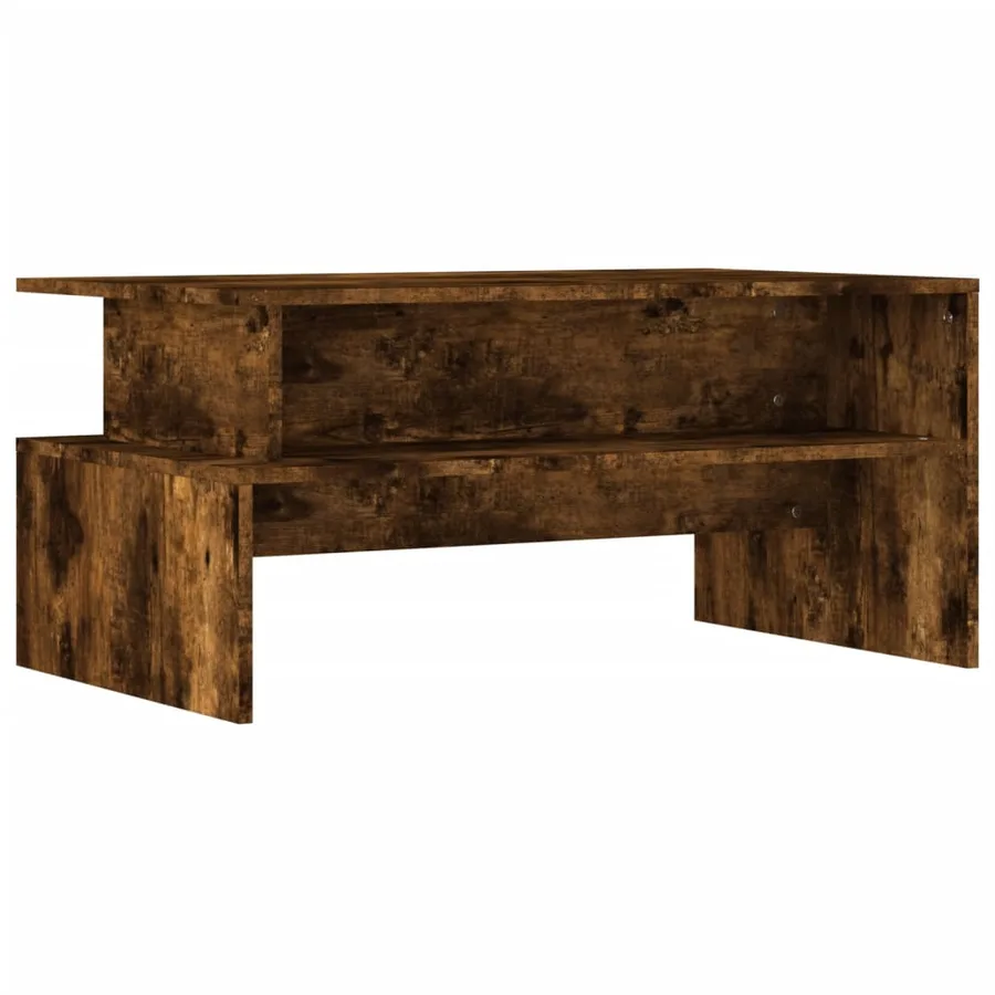 Table basse chêne fumé 90x55x42,5 cm bois d'ingénierie - 2