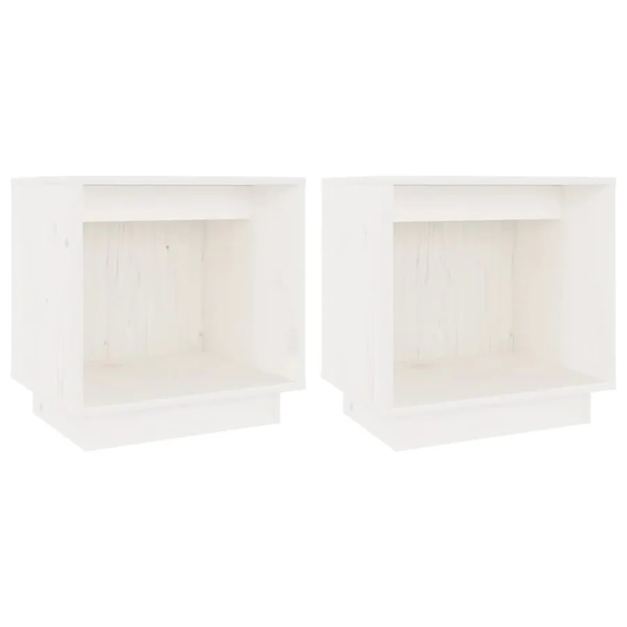 Tables de chevet 2 pcs Blanc 40x30x40 cm Bois de pin solide - 2