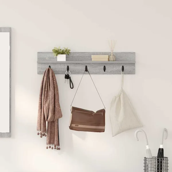 Porte-manteau mural Montage mural Gris Sonoma 80 x 10,5 x 18 cm