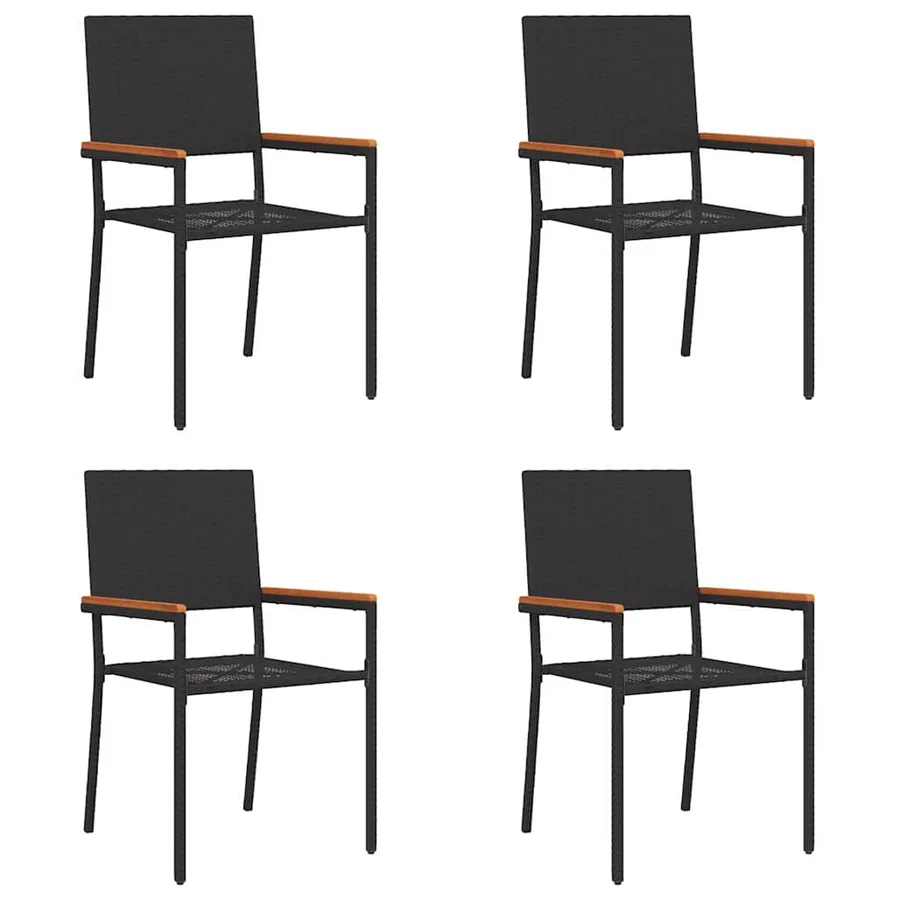 Chaises empilables de jardin 4 pcs Noir et Marron - 2