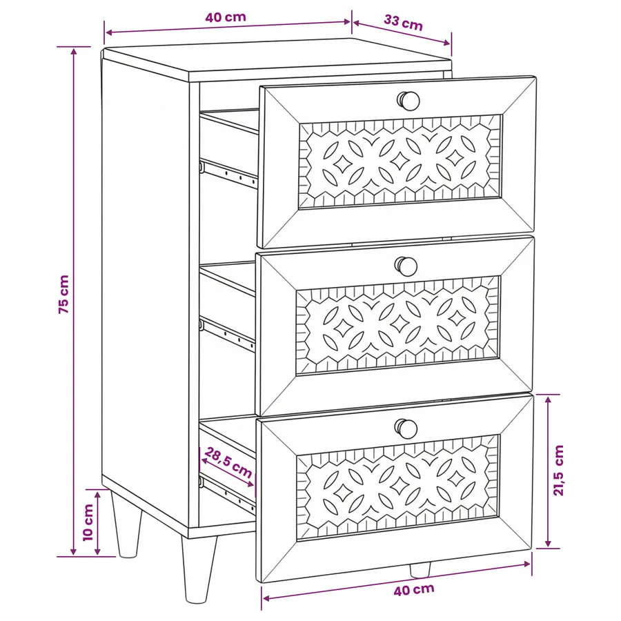 Buffet avec tiroir Marron clair 33,5 x 40 x 75 cm - 11