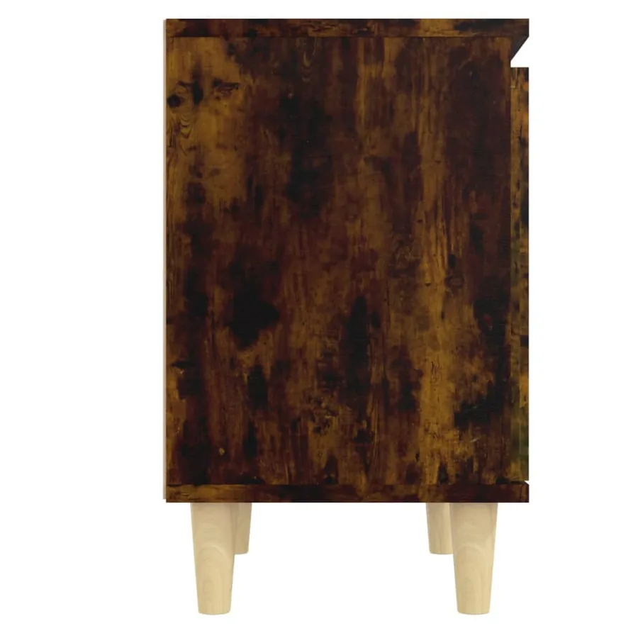 Tables de chevet et pieds en bois 2 pcs Chêne fumé 40x30x50 cm - 6