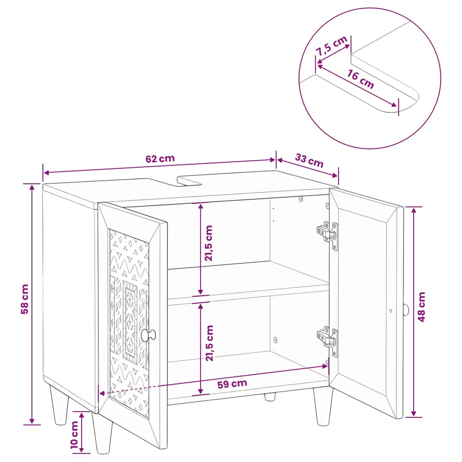 Cabinet de salle de bain Marron Clair 62 x 33 x 58 cm - 12