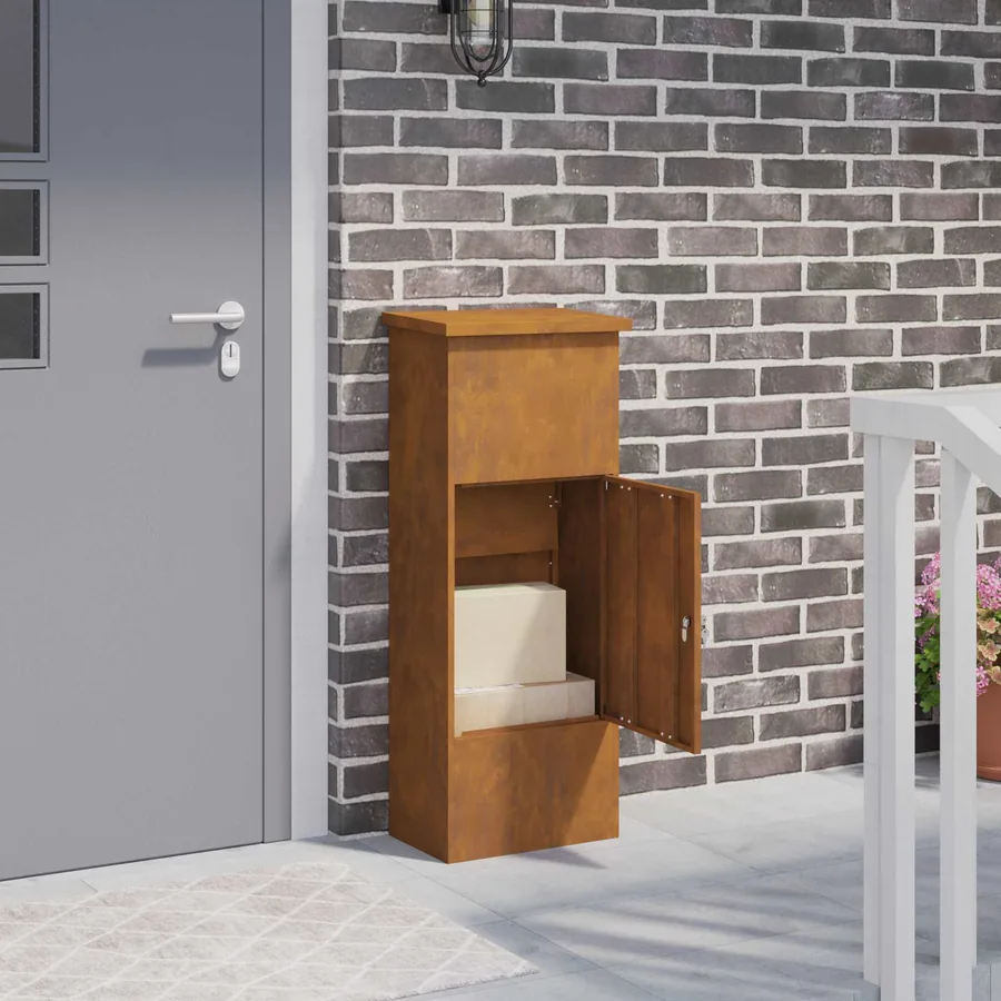 Boîte de dépôt de colis avec porte Rouillé 44,5 x 29 x 110,5 cm