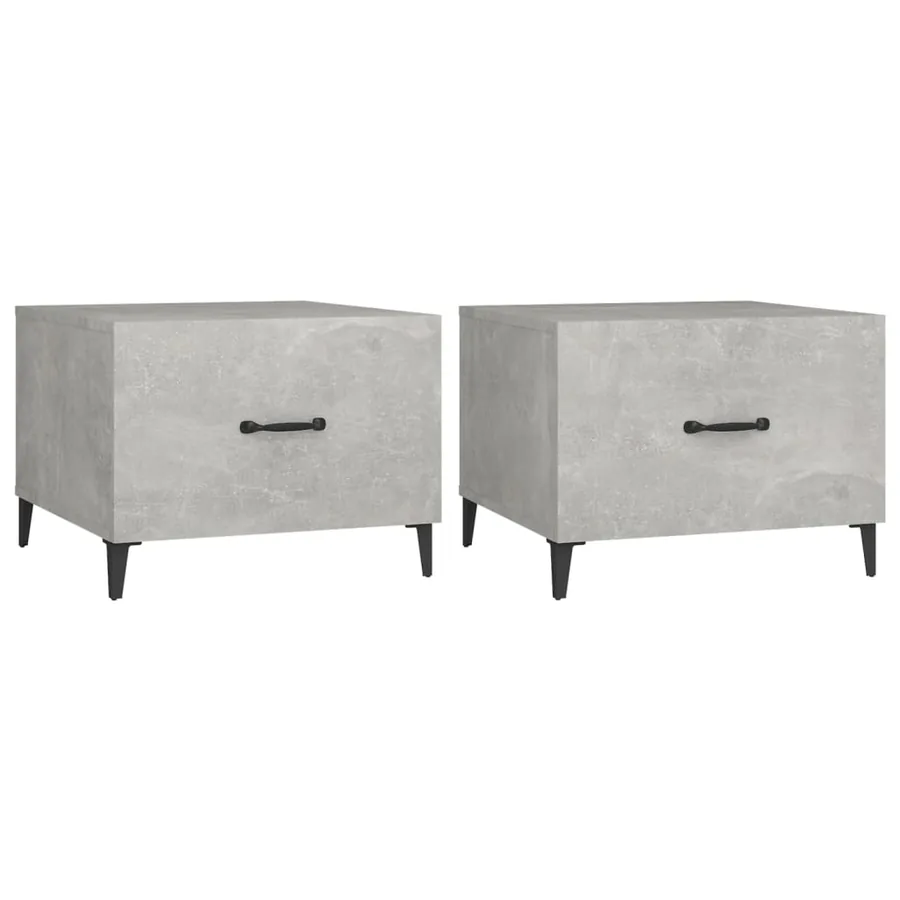 Tables basses avec pieds en métal 2 pcs Gris béton 50x50x40 cm - 2