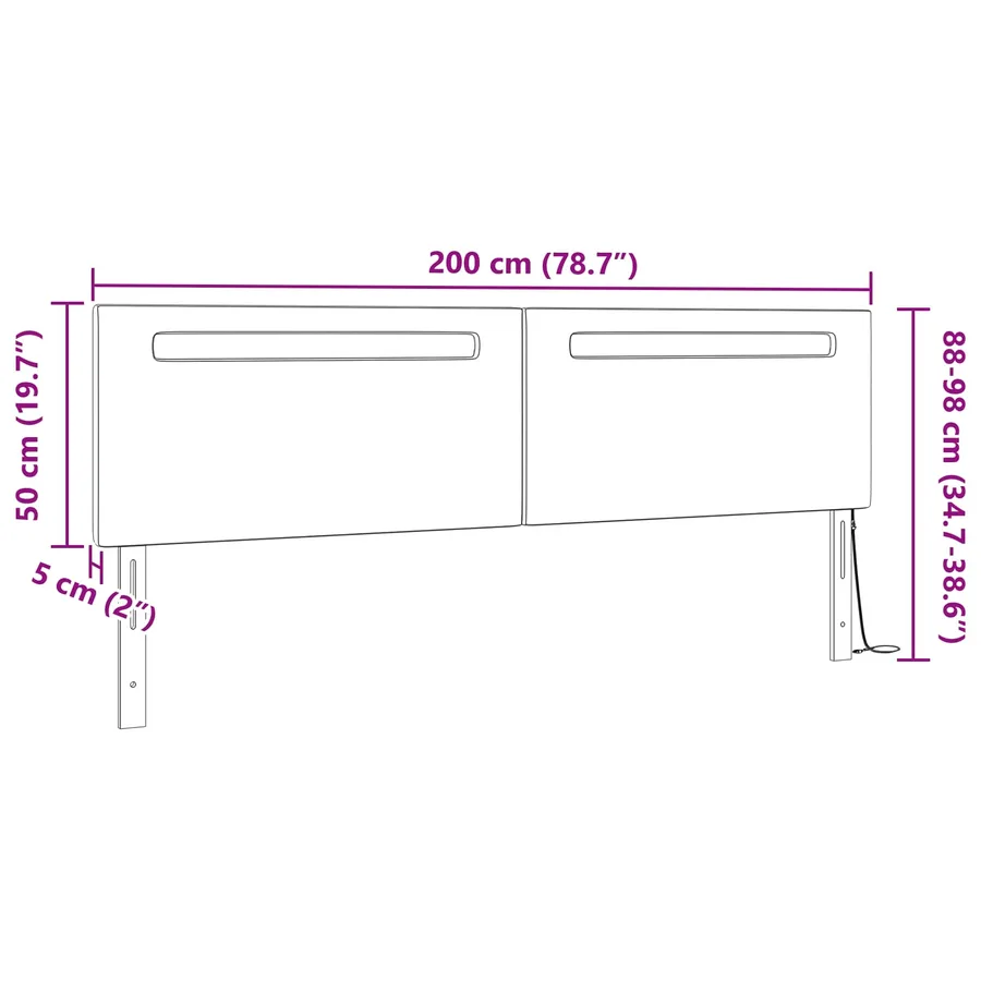 Tête de lit LED Cappuccino 200 cm Cuir synthétique - 8