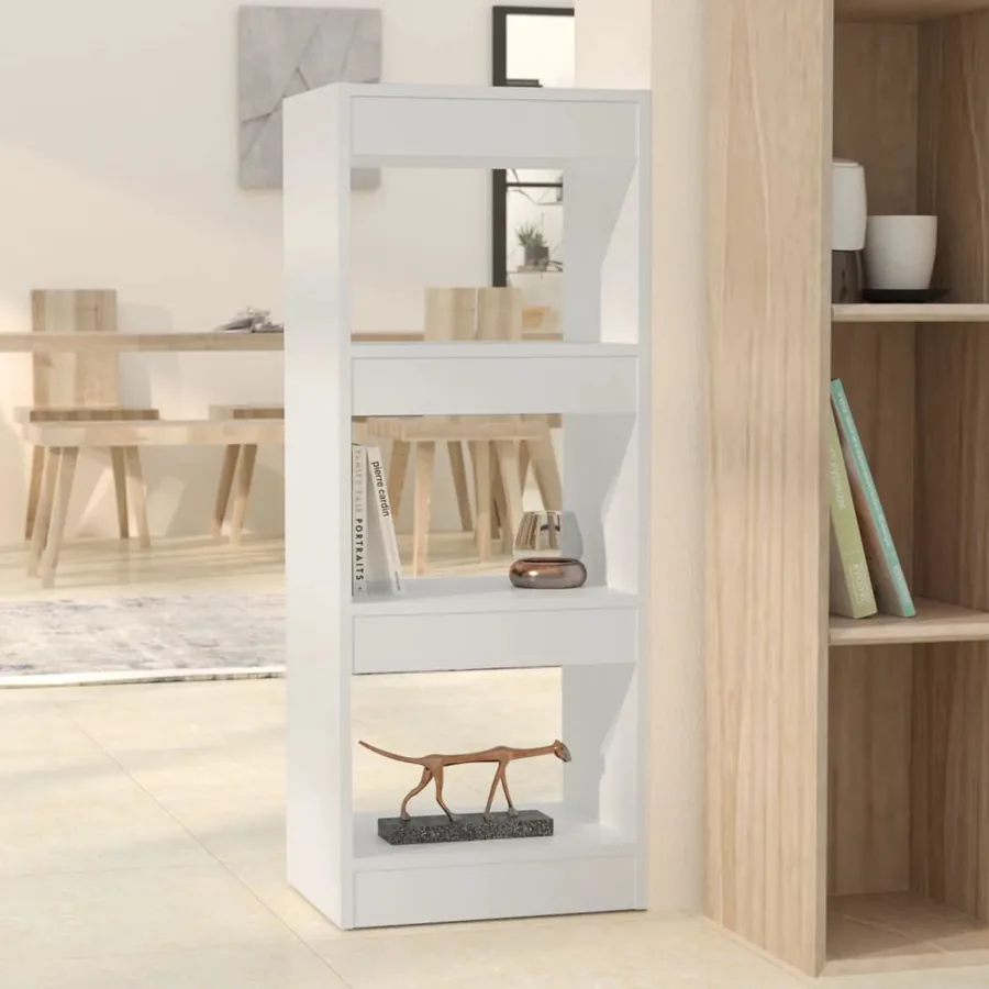 Bibliothèque/séparateur de pièce blanc bois d'ingénierie