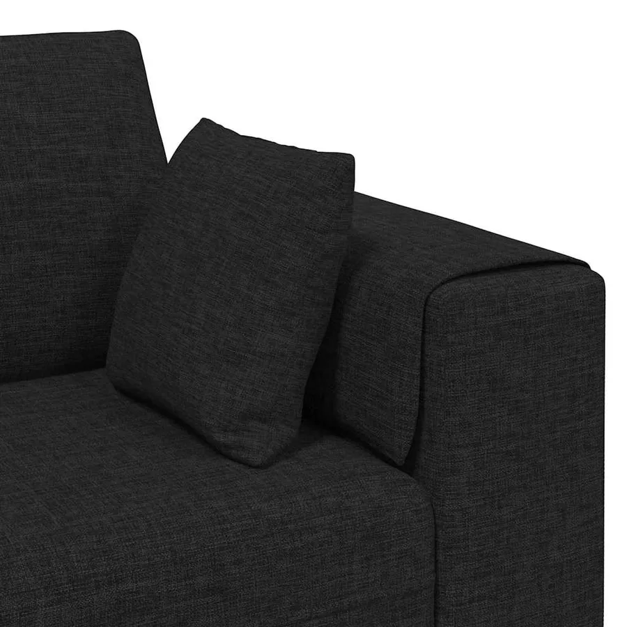 Canapé avec coussin Noir 250 x 77 x 76 cm tissu - 7