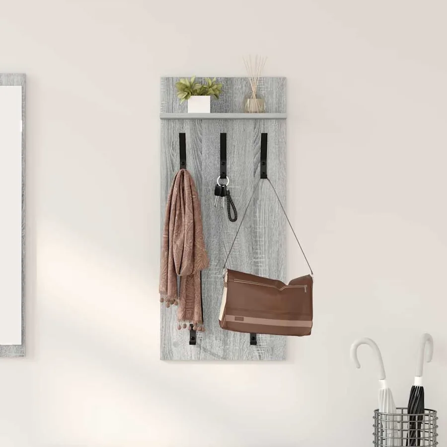 Porte-manteau mural avec étagère Gris Sonoma 40 x 10 x 90 cm