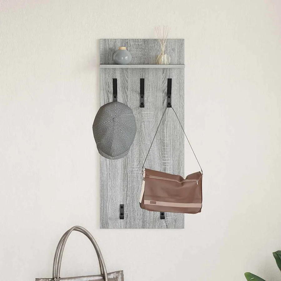 Porte-manteau mural avec étagère Gris Sonoma 40 x 10 x 90 cm - 4
