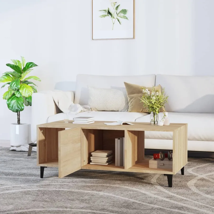 Table basse Chêne sonoma 102x50x40 cm Bois d'ingénierie - 3