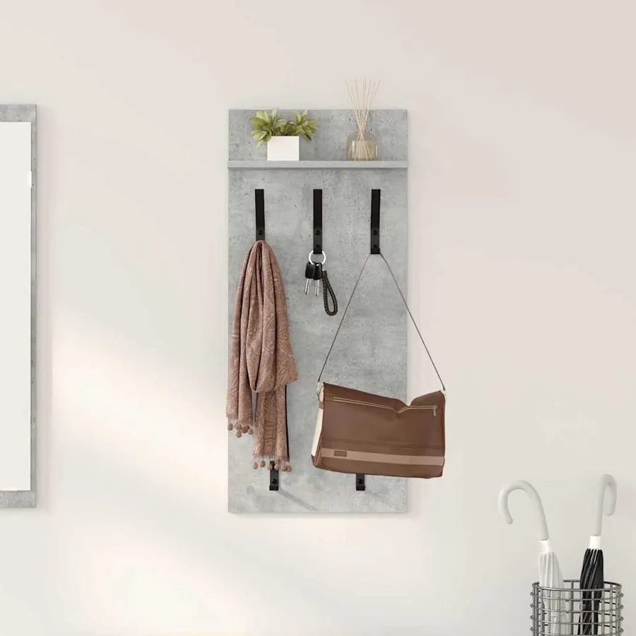 Porte-manteau mural avec étagère Gris béton 40 x 10 x 90 cm