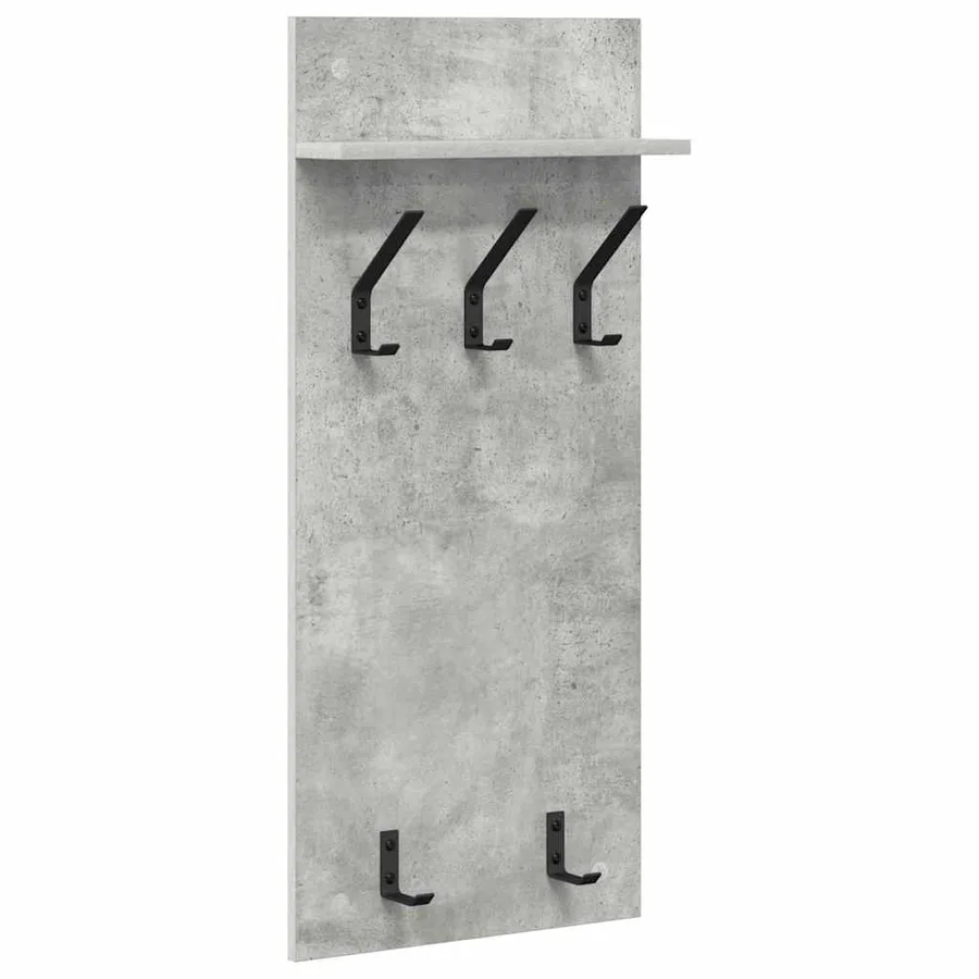 Porte-manteau mural avec étagère Gris béton 40 x 10 x 90 cm - 2