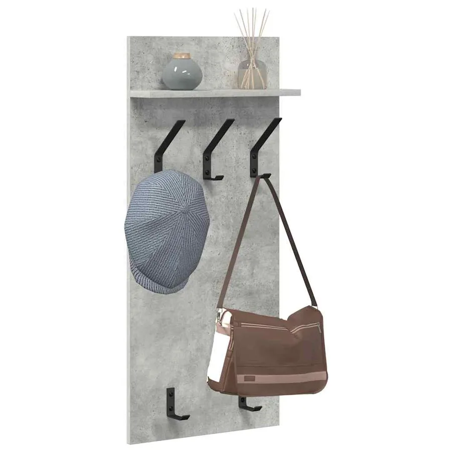 Porte-manteau mural avec étagère Gris béton 40 x 10 x 90 cm - 3