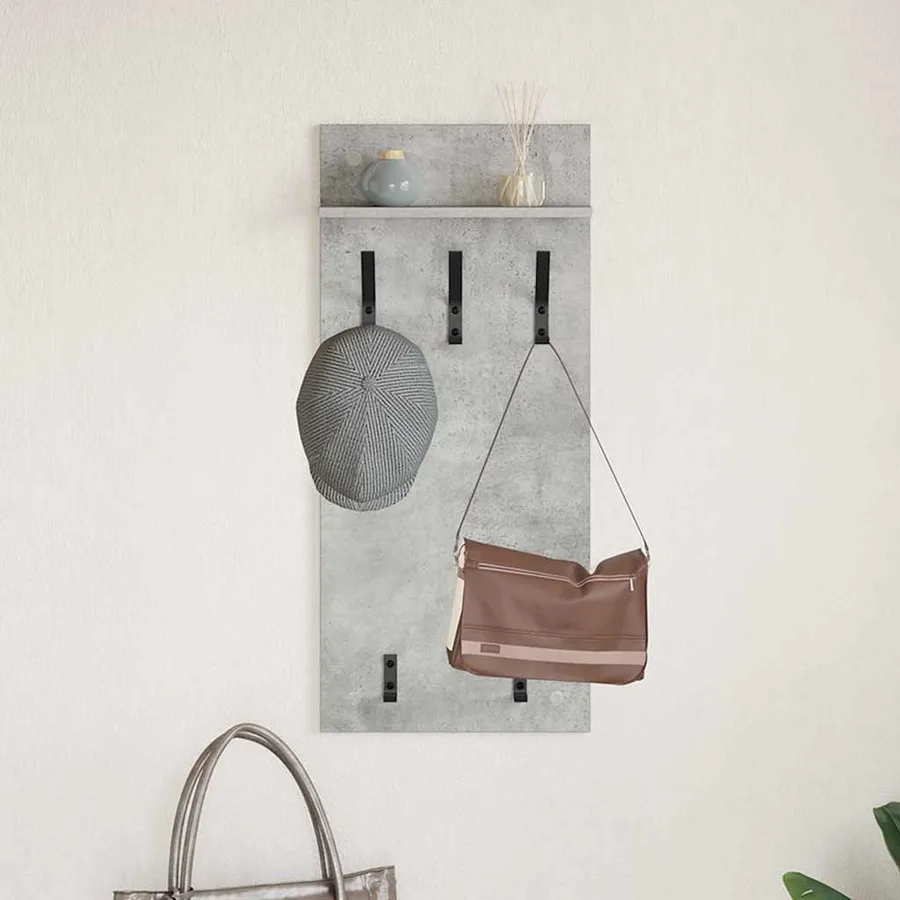 Porte-manteau mural avec étagère Gris béton 40 x 10 x 90 cm - 4