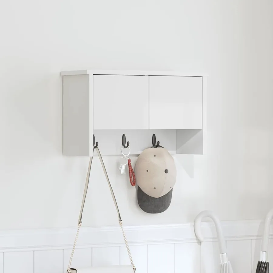 Porte-manteau mural Blanc 50 x 20 x 30 cm Bois d'ingénierie