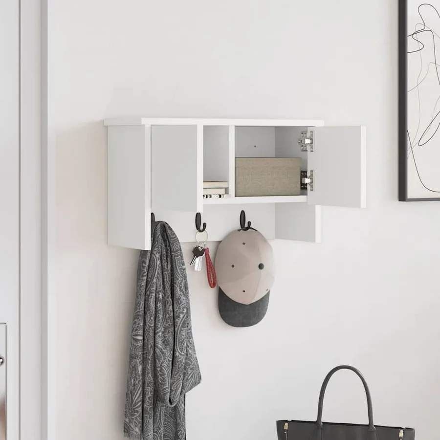 Porte-manteau mural Blanc 50 x 20 x 30 cm Bois d'ingénierie - 4