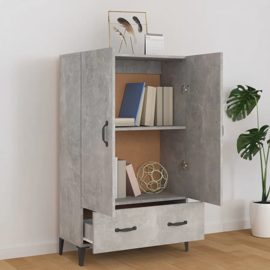Buffet haut Gris béton 70x31x115 cm Bois d'ingénierie - 3
