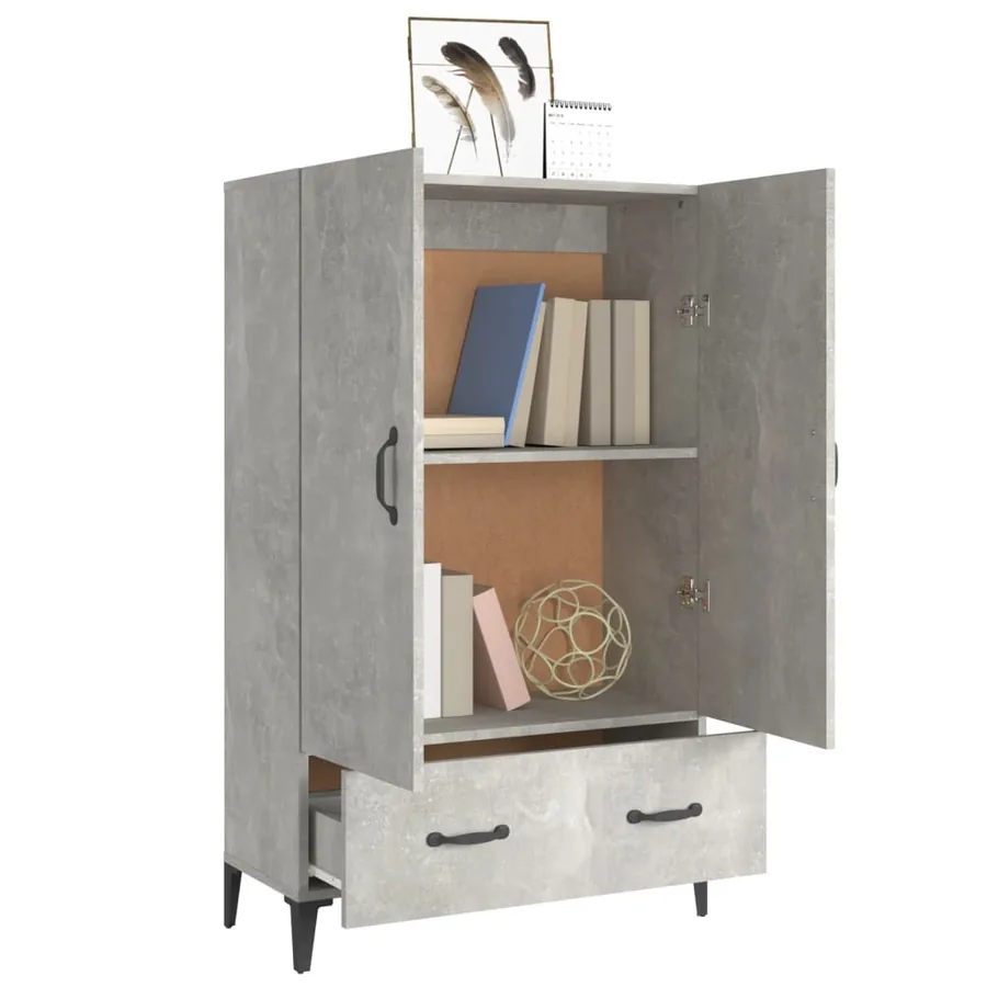 Buffet haut Gris béton 70x31x115 cm Bois d'ingénierie - 4