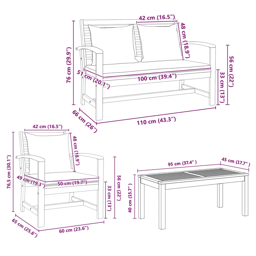 Ensemble de canapé de jardin 5 pcs Naturel Bois de teck massif - 11