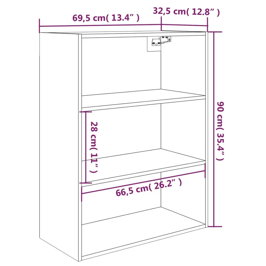 Armoire murale suspendue Gris béton 69,5x32,5x90 cm - 8